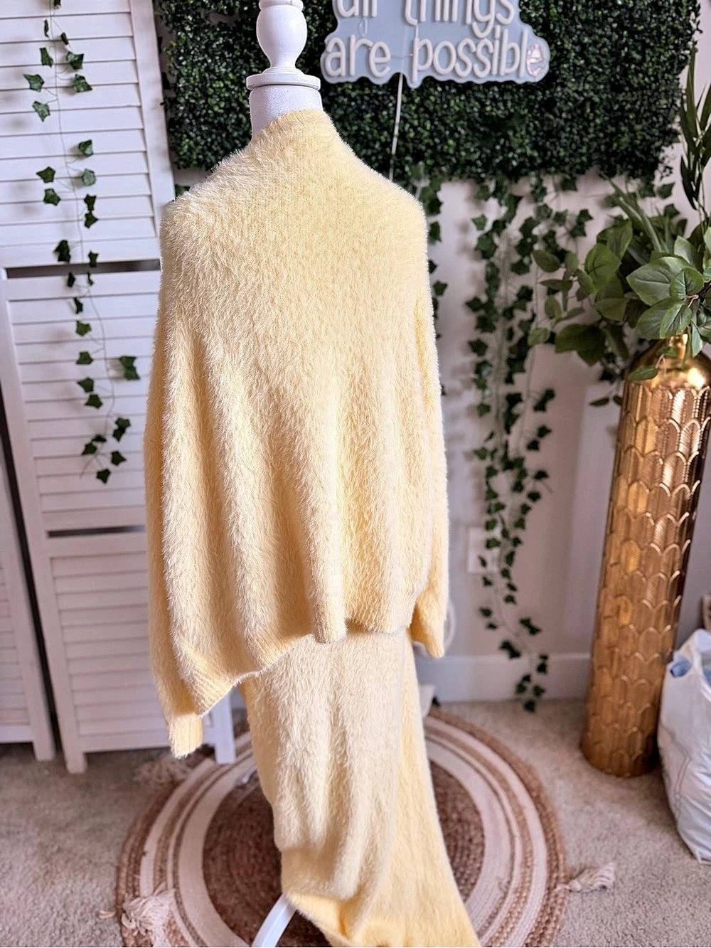 Yellow Fuzzy Cardigan - Picture 2 of 3